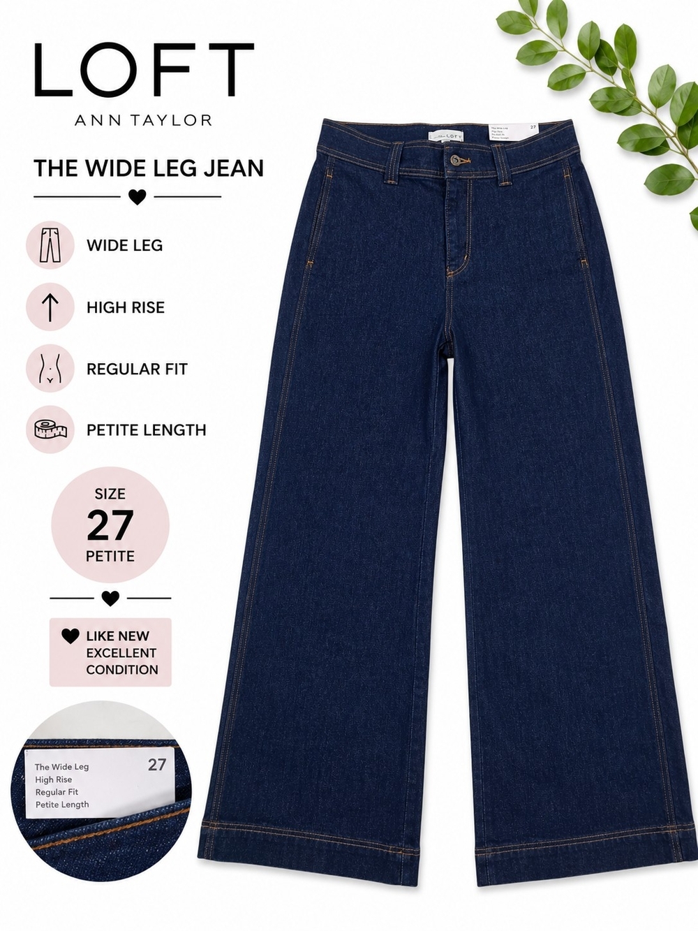 Ann Taylor LOFT Dark Indigo Wide Leg Jeans